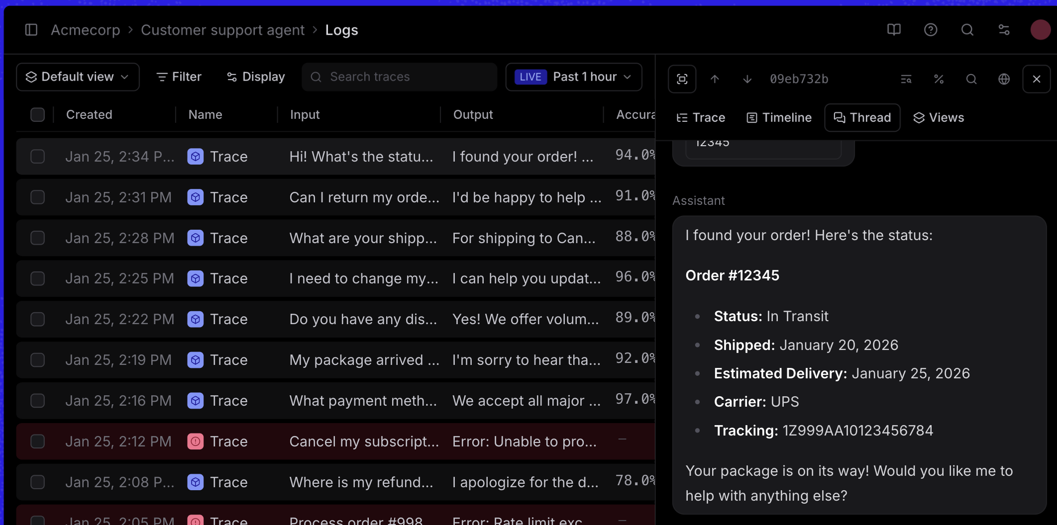 Braintrust dashboard